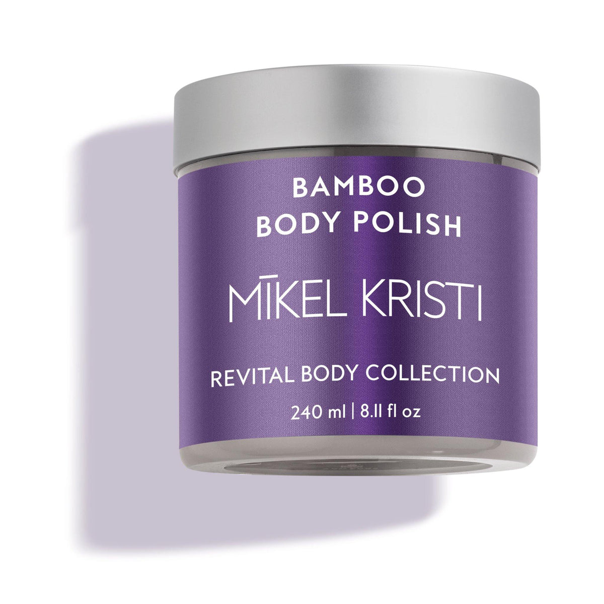 Bamboo Smoothing Body Polish 8oz Jar Side View | Shop Mikel Kristi Skincare
